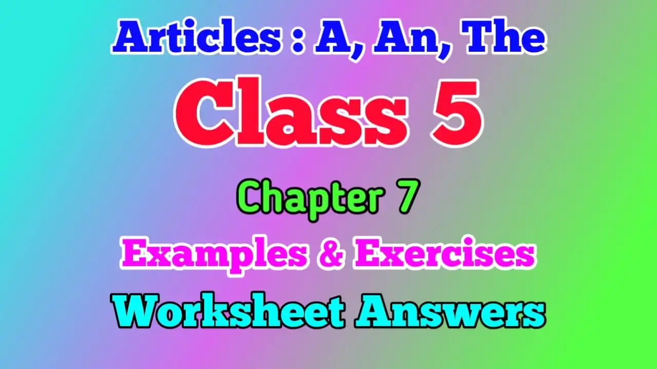 Articles Class 5 English Grammar Worksheet