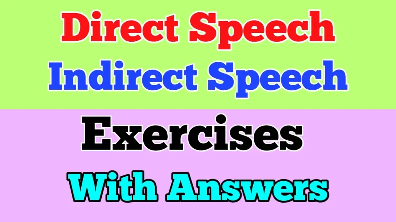 indirect speech exercises grade 8